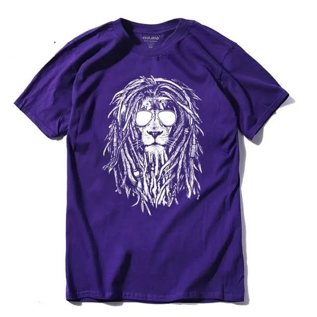 Cool Lion Print O-neck T-shirt