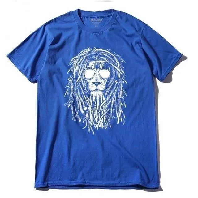 Cool Lion Print O-neck T-shirt