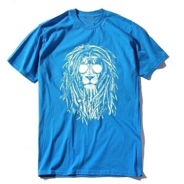 Cool Lion Print O-neck T-shirt