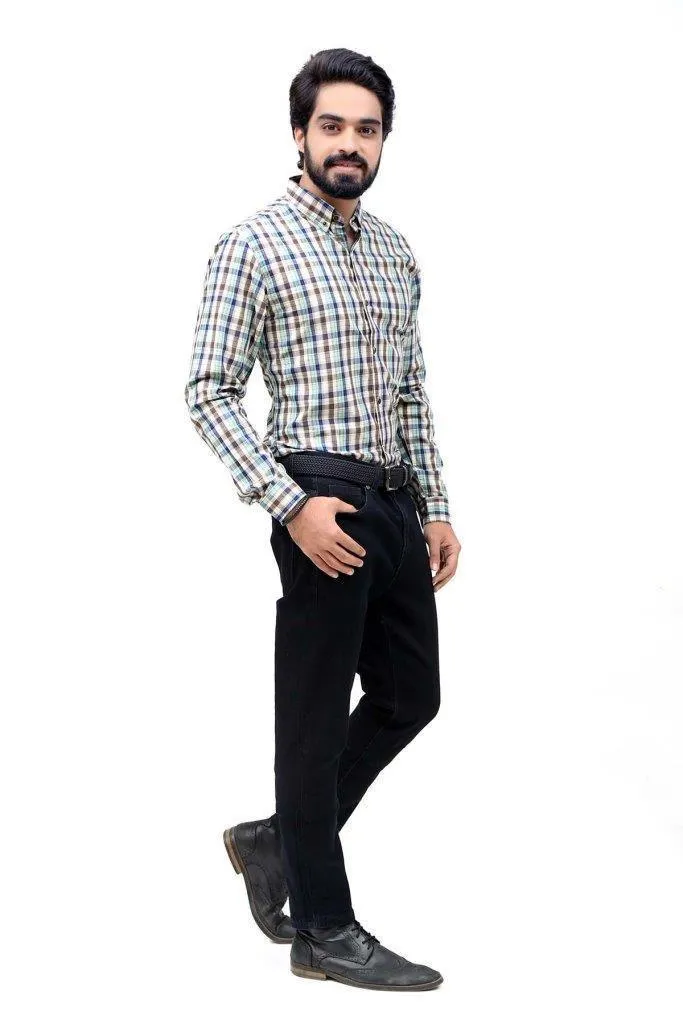 CASUAL SHIRT BROWN BLUE