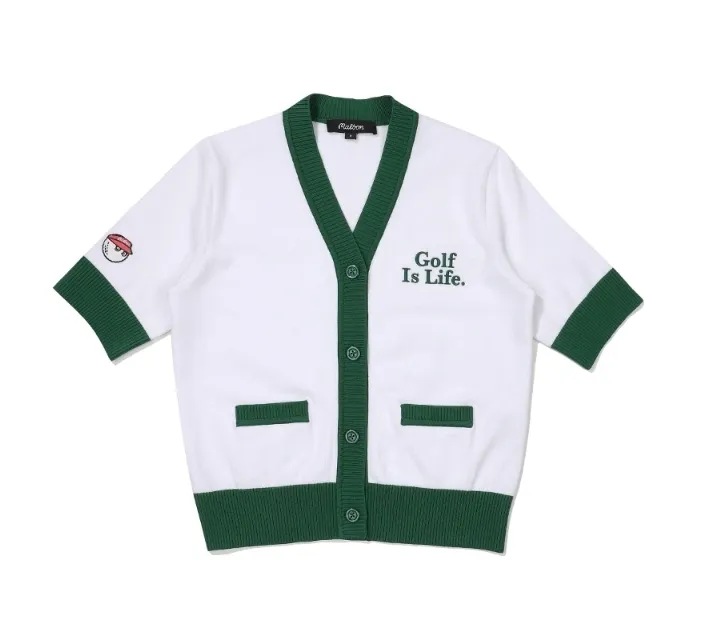 Malbon Golf Street Plain Short Sleeves Logo Cardigans