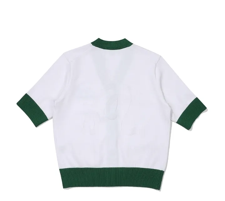 Malbon Golf Street Plain Short Sleeves Logo Cardigans