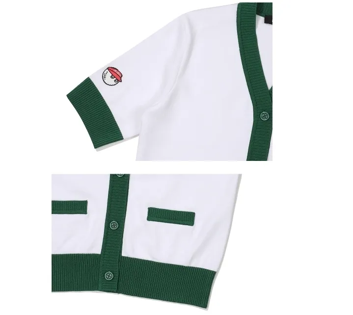 Malbon Golf Street Plain Short Sleeves Logo Cardigans