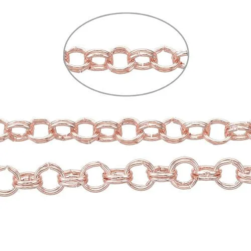 Rolo Chain, Double Link Iron Chain in Rose Gold 3.6x0.5mm