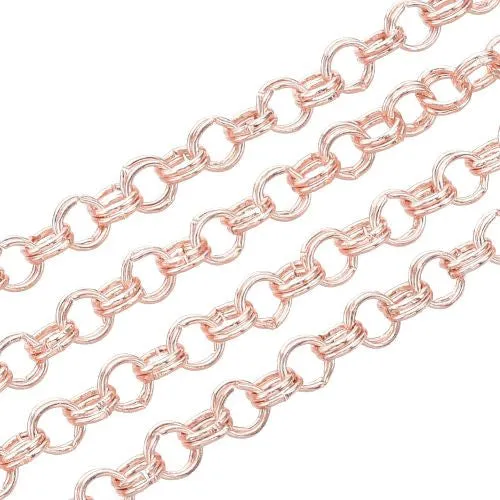 Rolo Chain, Double Link Iron Chain in Rose Gold 3.6x0.5mm