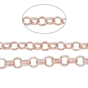 Rolo Chain, Double Link Iron Chain in Rose Gold 3.6x0.5mm