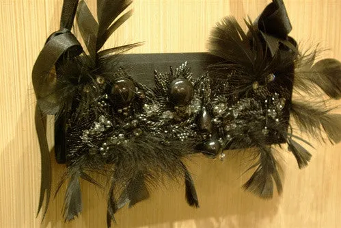 Swarovski and Feather Embellished Clutch by Bernard Chandran