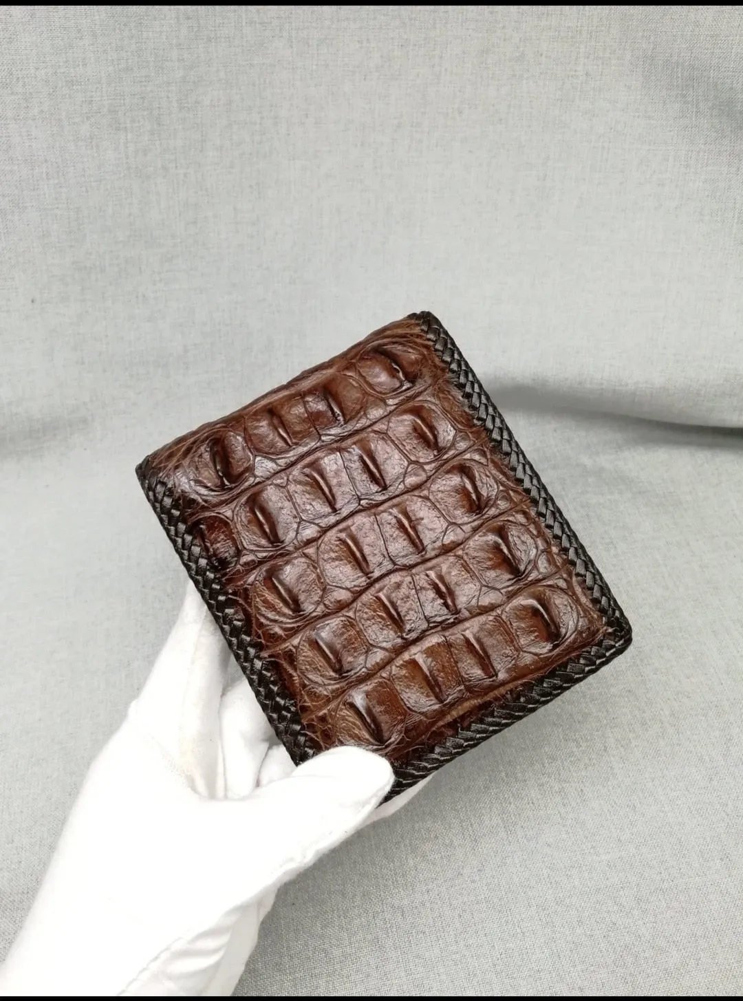 Men's Crocodile Leather Hand-Woven Card Slots Wallet