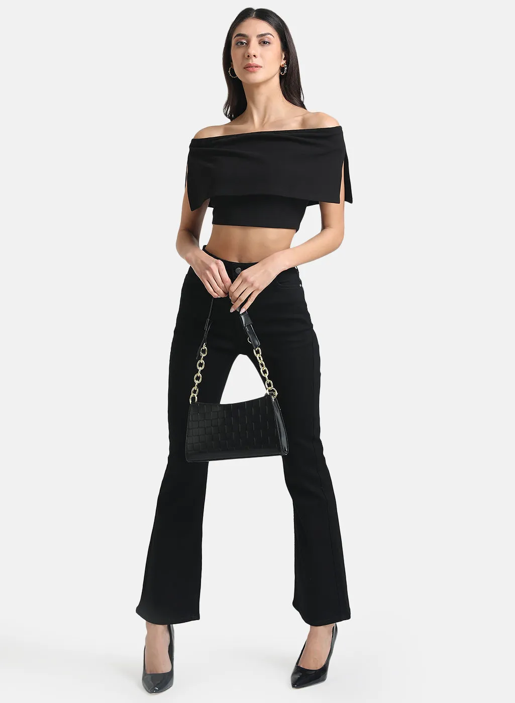 Overlay Off-Shoulder Crop Top