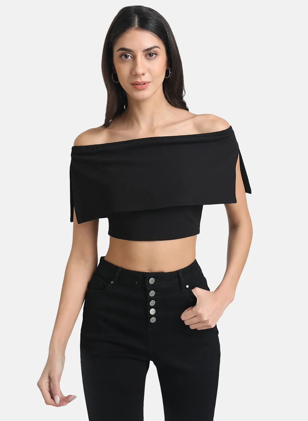 Overlay Off-Shoulder Crop Top