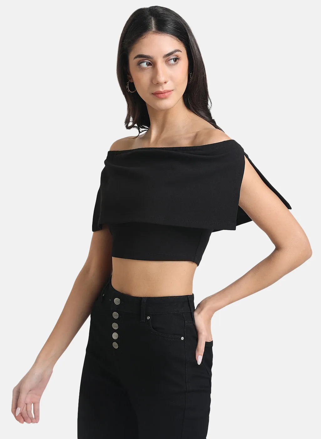 Overlay Off-Shoulder Crop Top