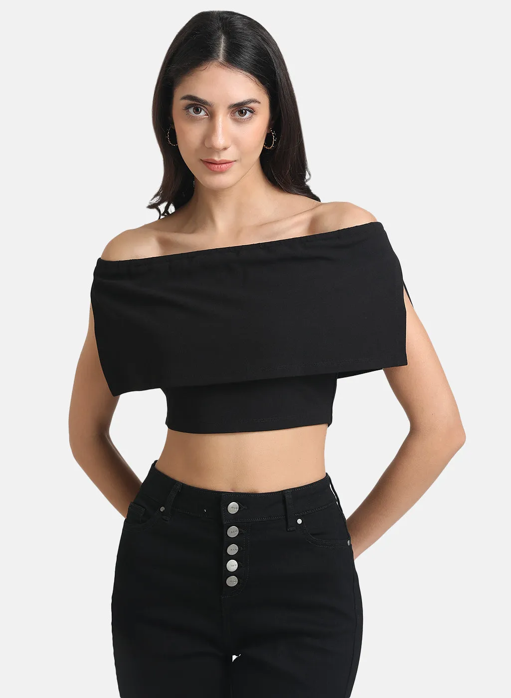 Overlay Off-Shoulder Crop Top