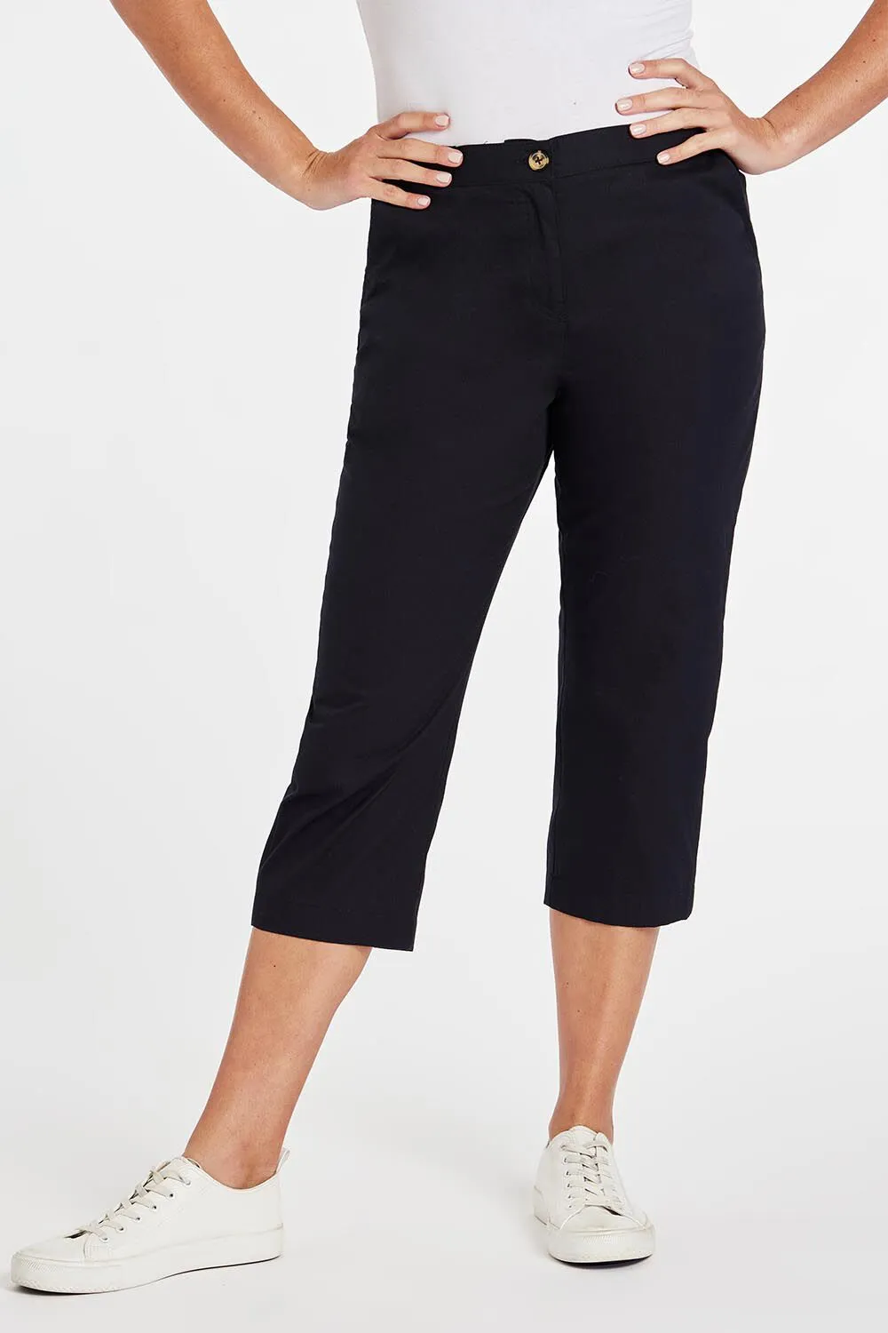 Cropped Elastic Waist Pants