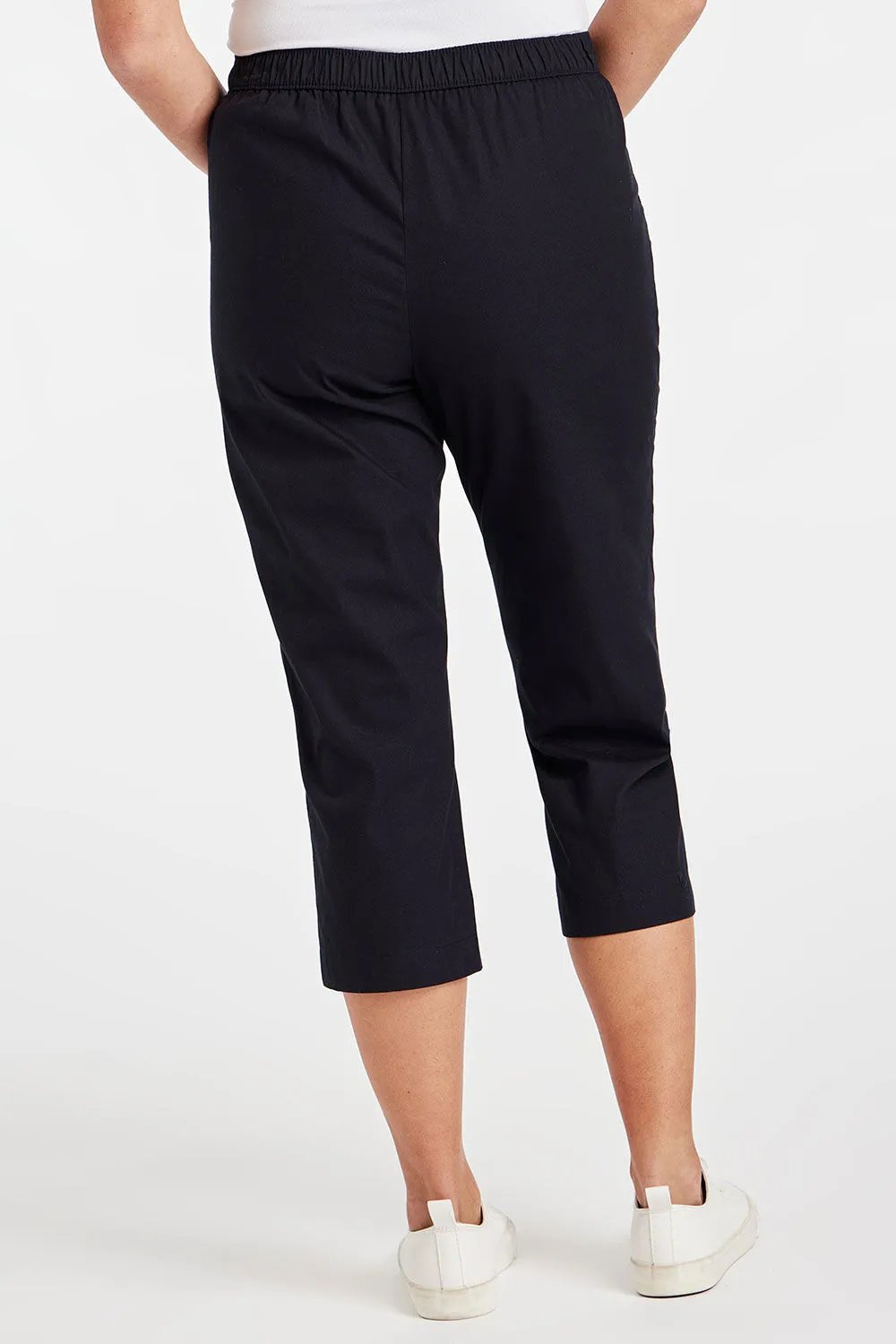 Cropped Elastic Waist Pants