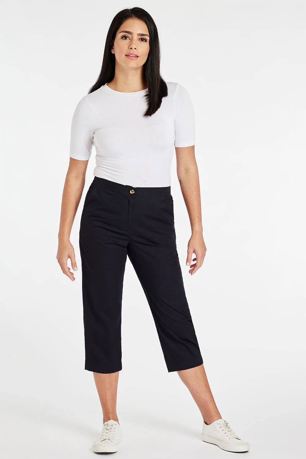 Cropped Elastic Waist Pants