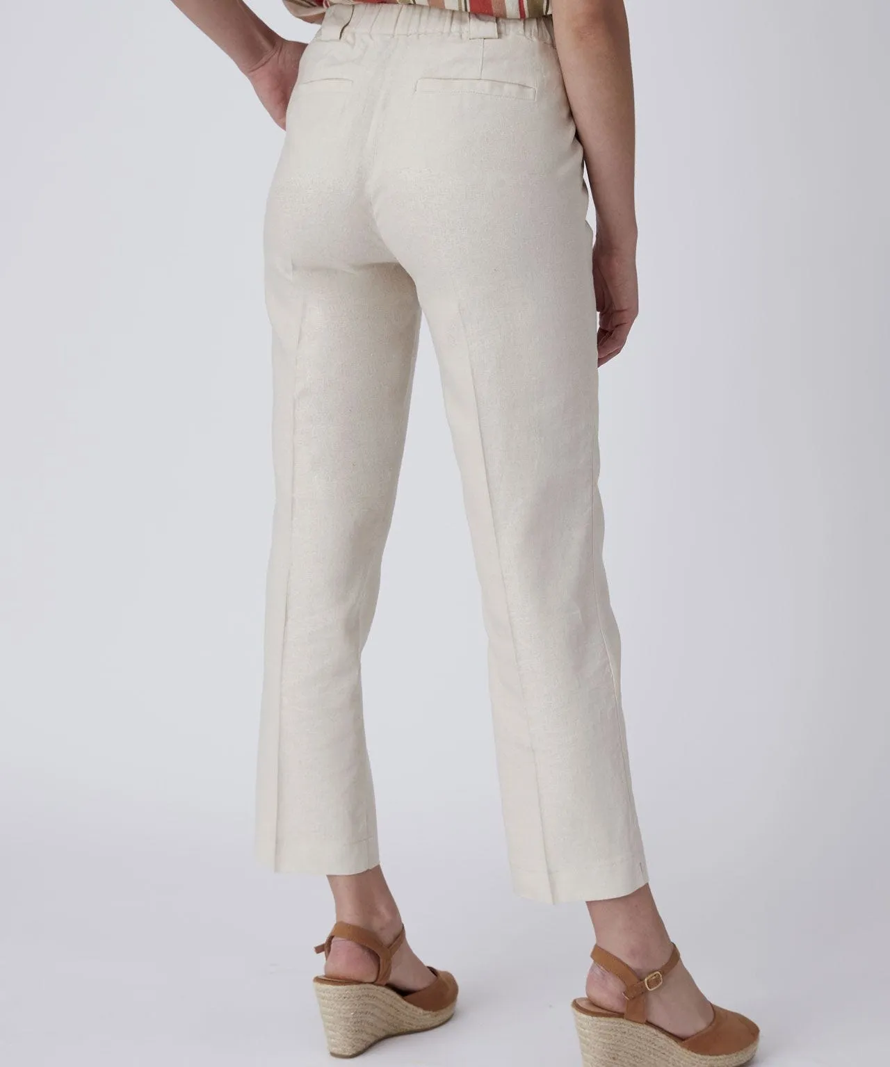 Linen Trousers with Cropped Design