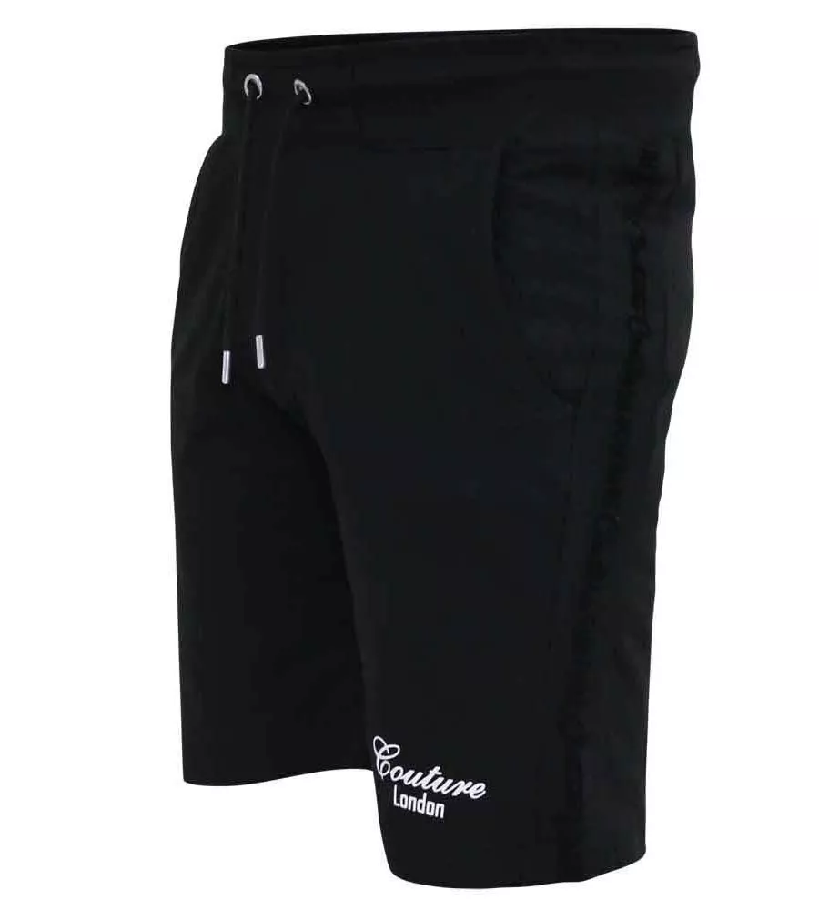 D555 Black Couture Men's Shorts With Elasticated Waistband (HOLBROOK)