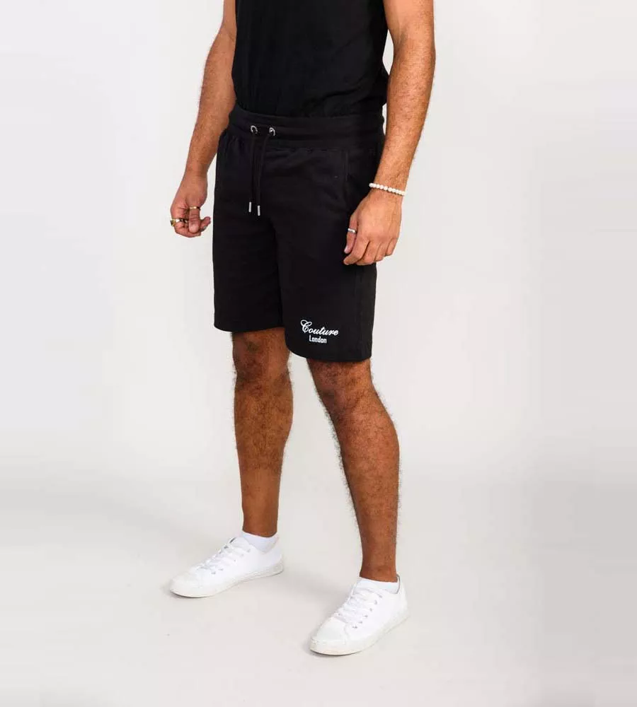 D555 Black Couture Men's Shorts With Elasticated Waistband (HOLBROOK)