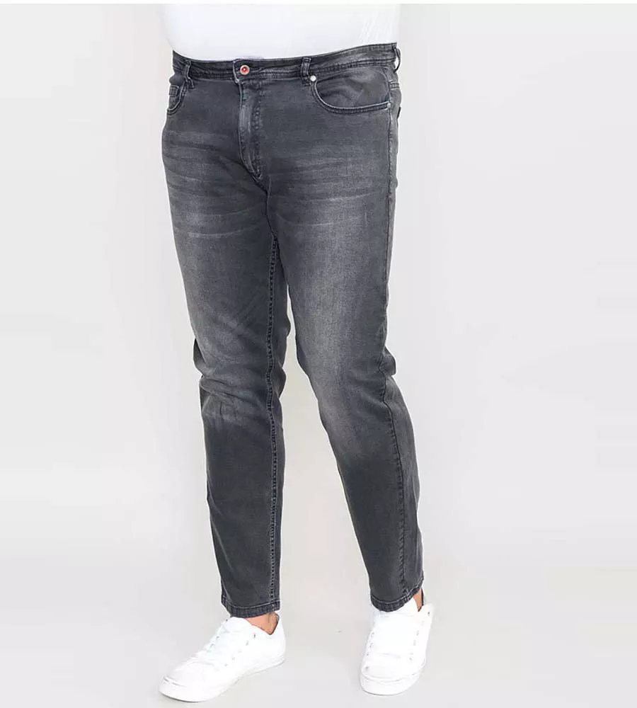 Grey Stonewash D555 Tall Tapered Fit Stretch Jeans