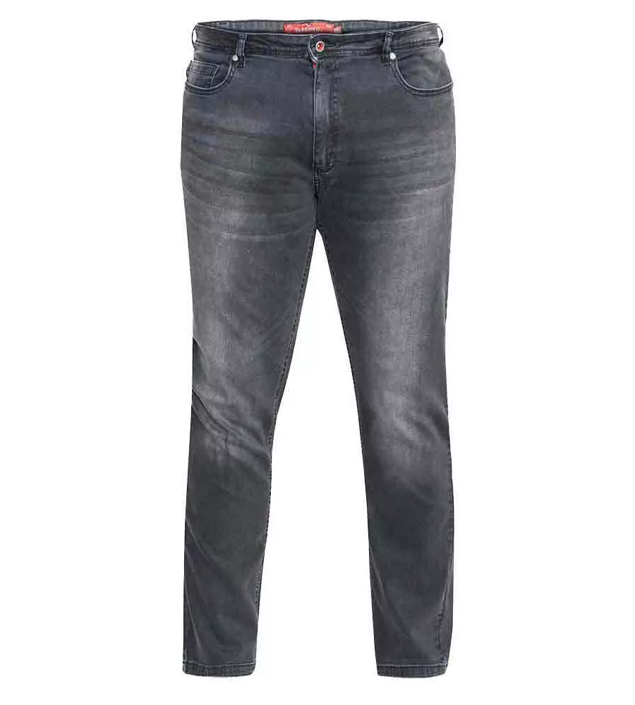 Grey Stonewash D555 Tall Tapered Fit Stretch Jeans