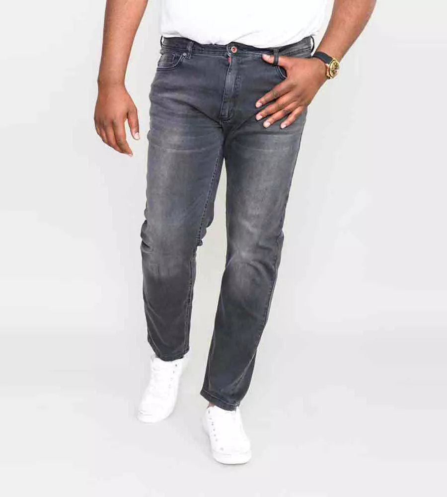 Grey Stonewash D555 Tall Tapered Fit Stretch Jeans