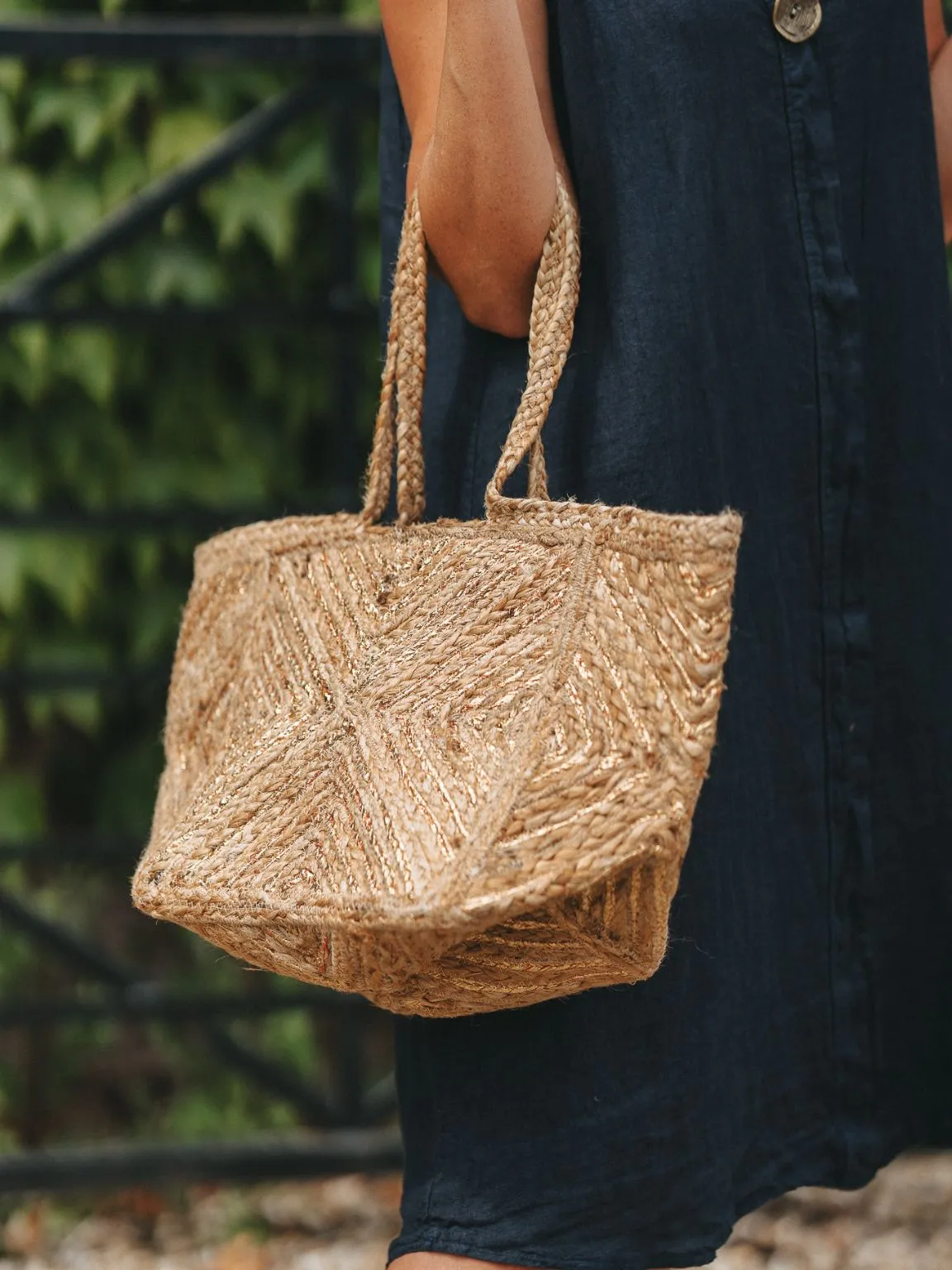 Metallic Pattern Woven Bag