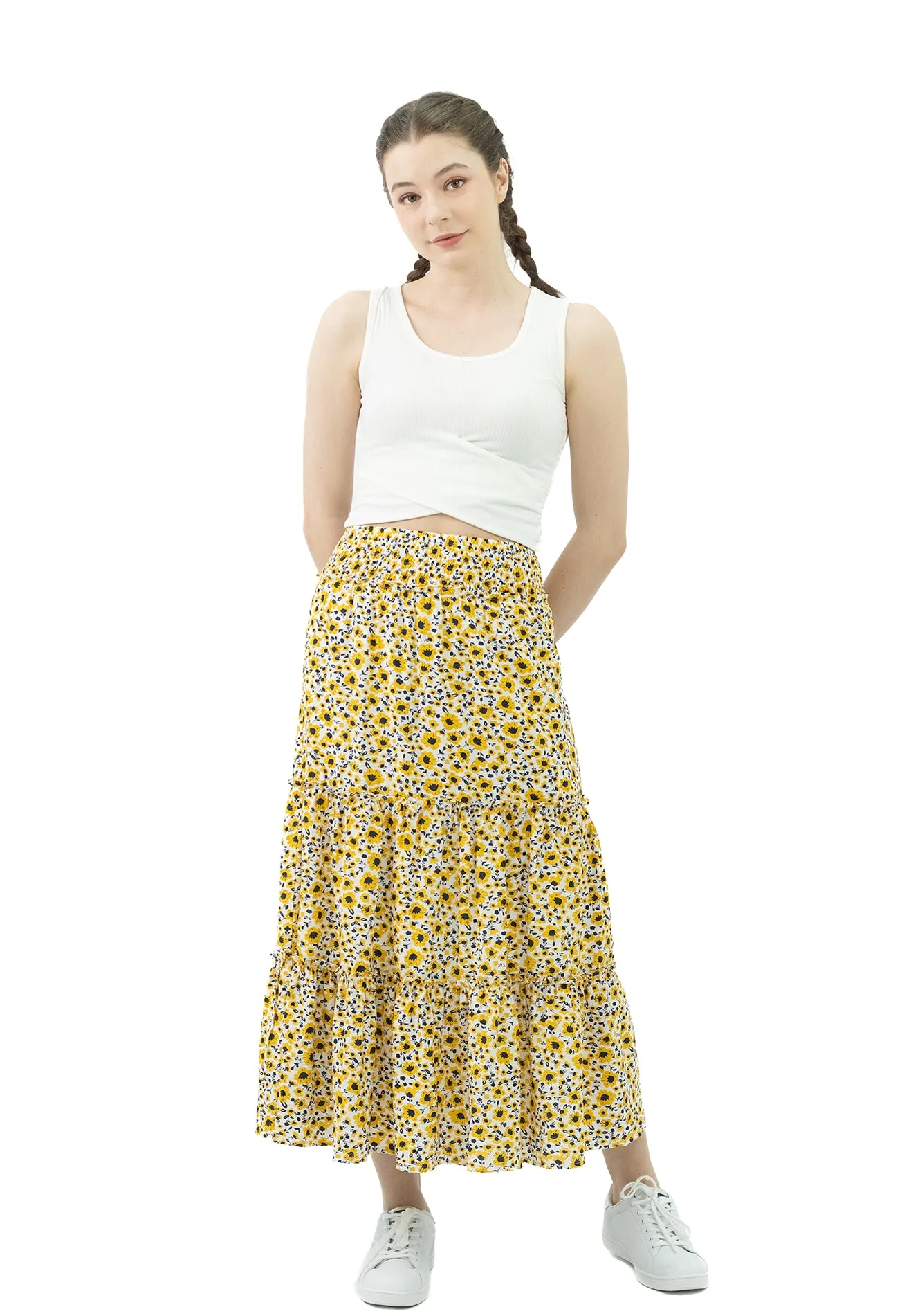 Ditsy Floral Ruffle Hem Skirt by VOIR JEANS