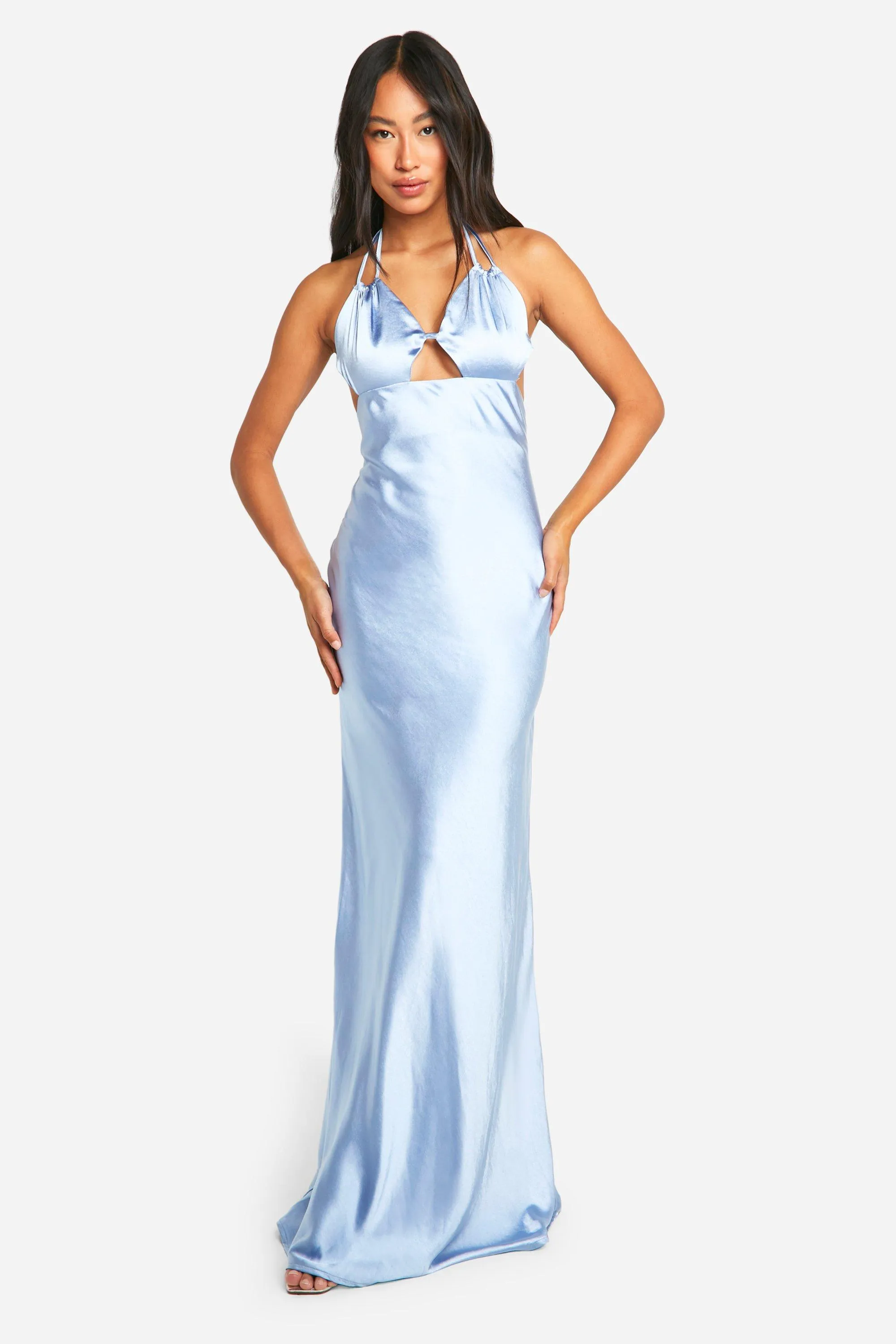 Bridesmaid Satin Cut Out Maxi Dress by boohoo