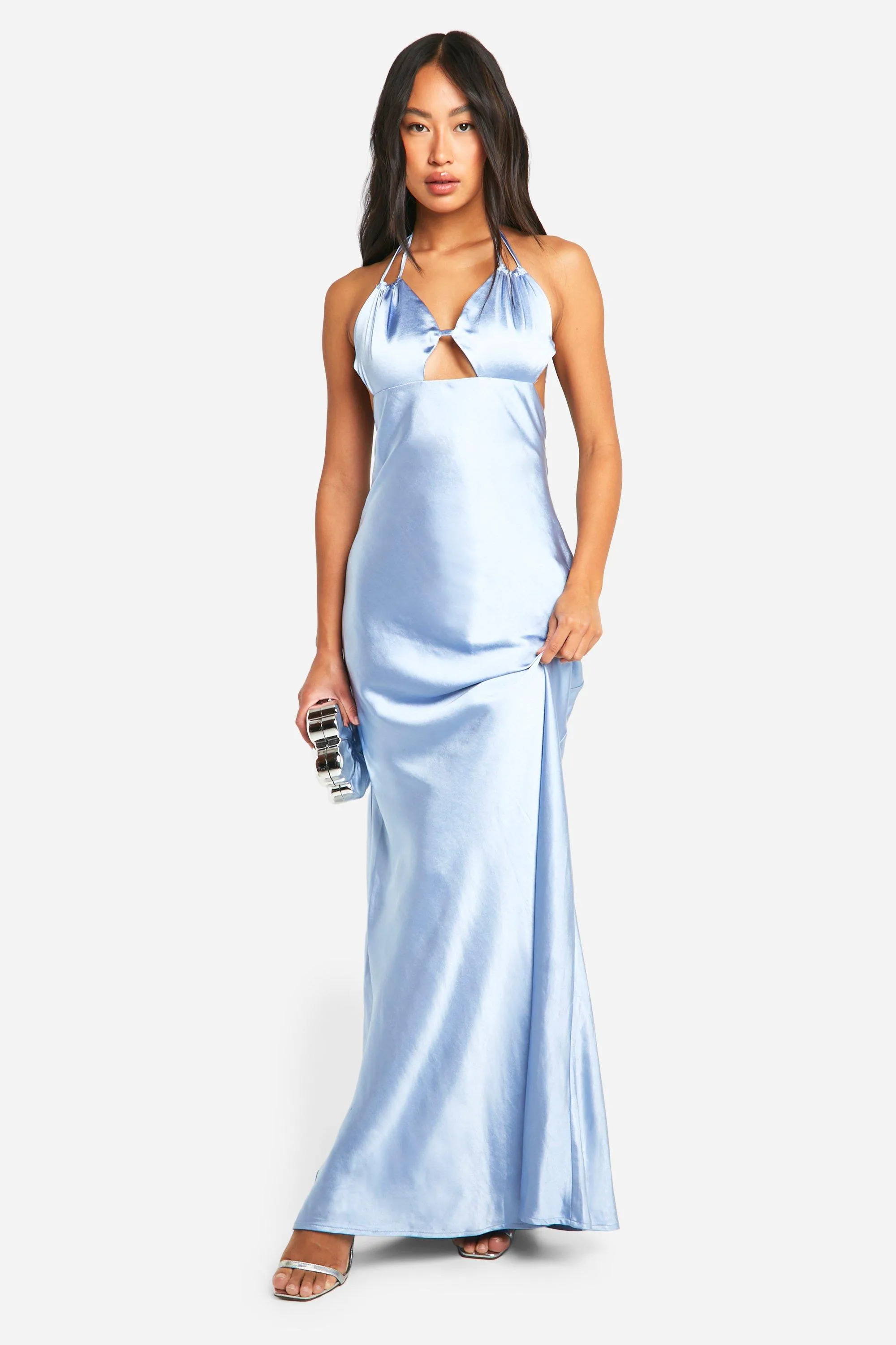 Bridesmaid Satin Cut Out Maxi Dress by boohoo