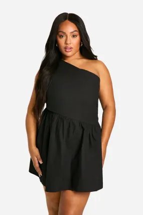 Plus One Shoulder Cut Out Skater Dress by Boohoo