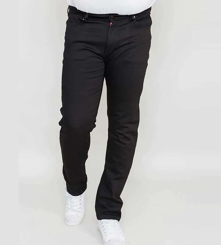 Duke London Elasticated Waist Black Comfort Fit Jeans