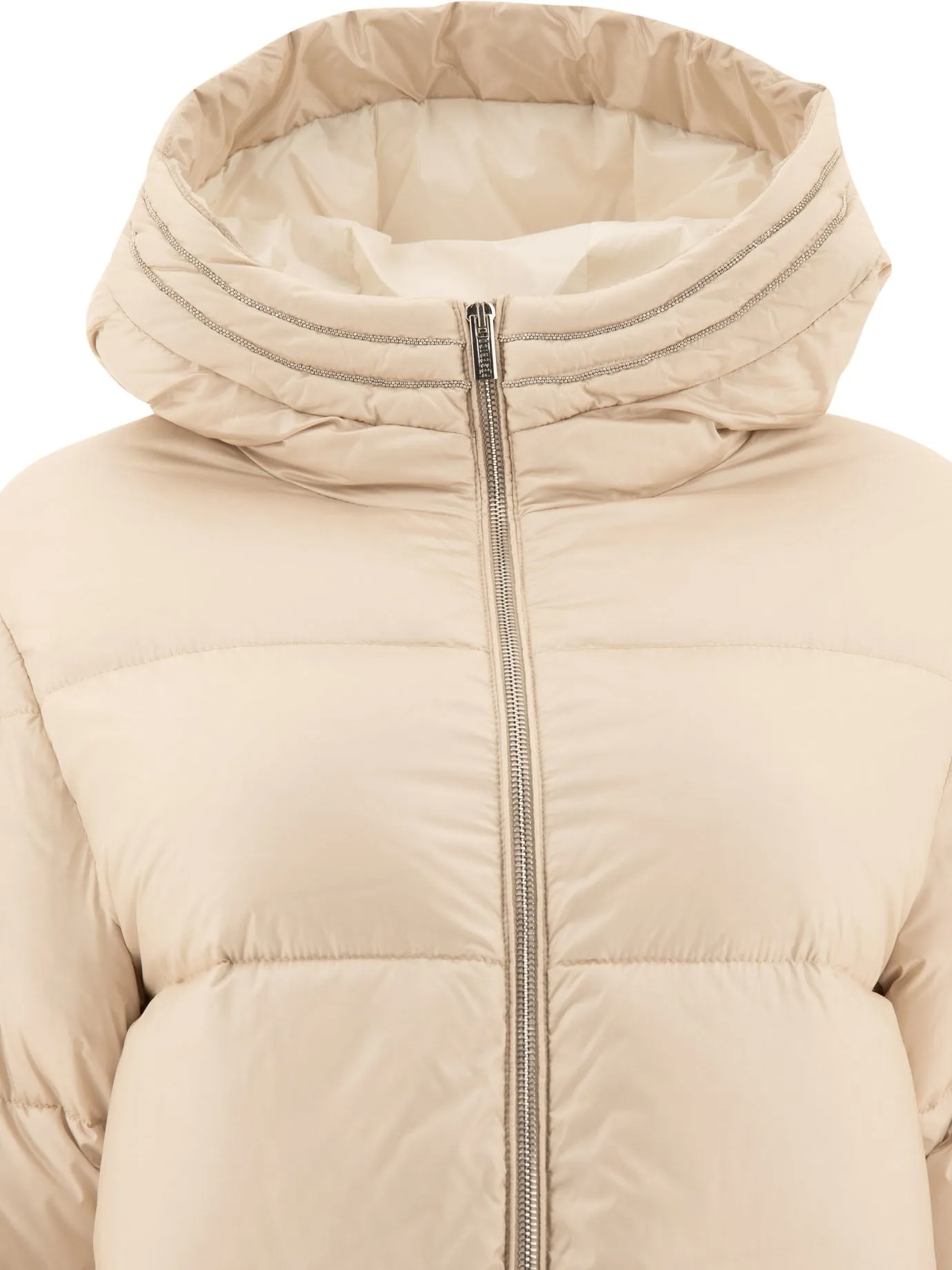 Cozy Beige Puffer Jacket with Punto Luce Detail