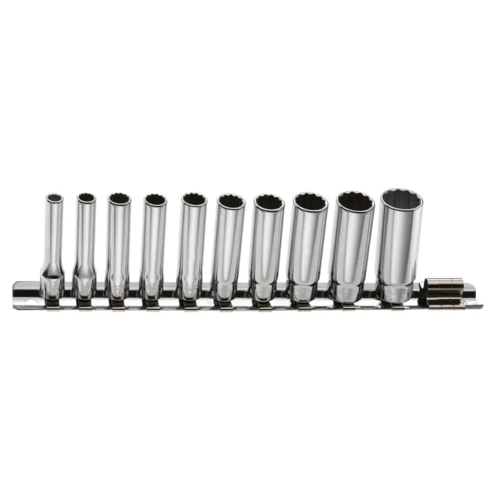Facom 11-Piece Imperial 1/4 in Deep Socket Set, 12 point