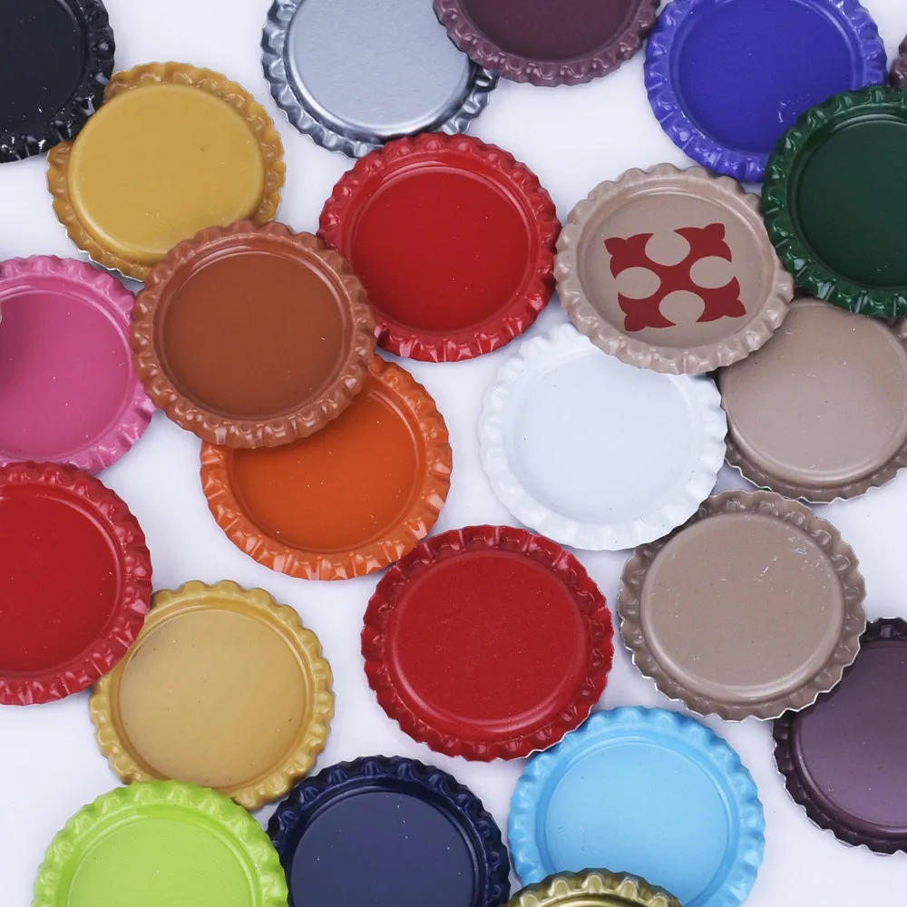 30pcs Colored Flattened Bottle Caps for Jewelry Making