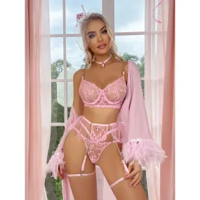 Transparent Lace Ruffle Lingerie Set