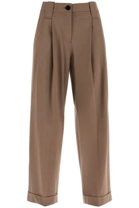 Flowy Trousers with Two Ple F9279 SHITAKE