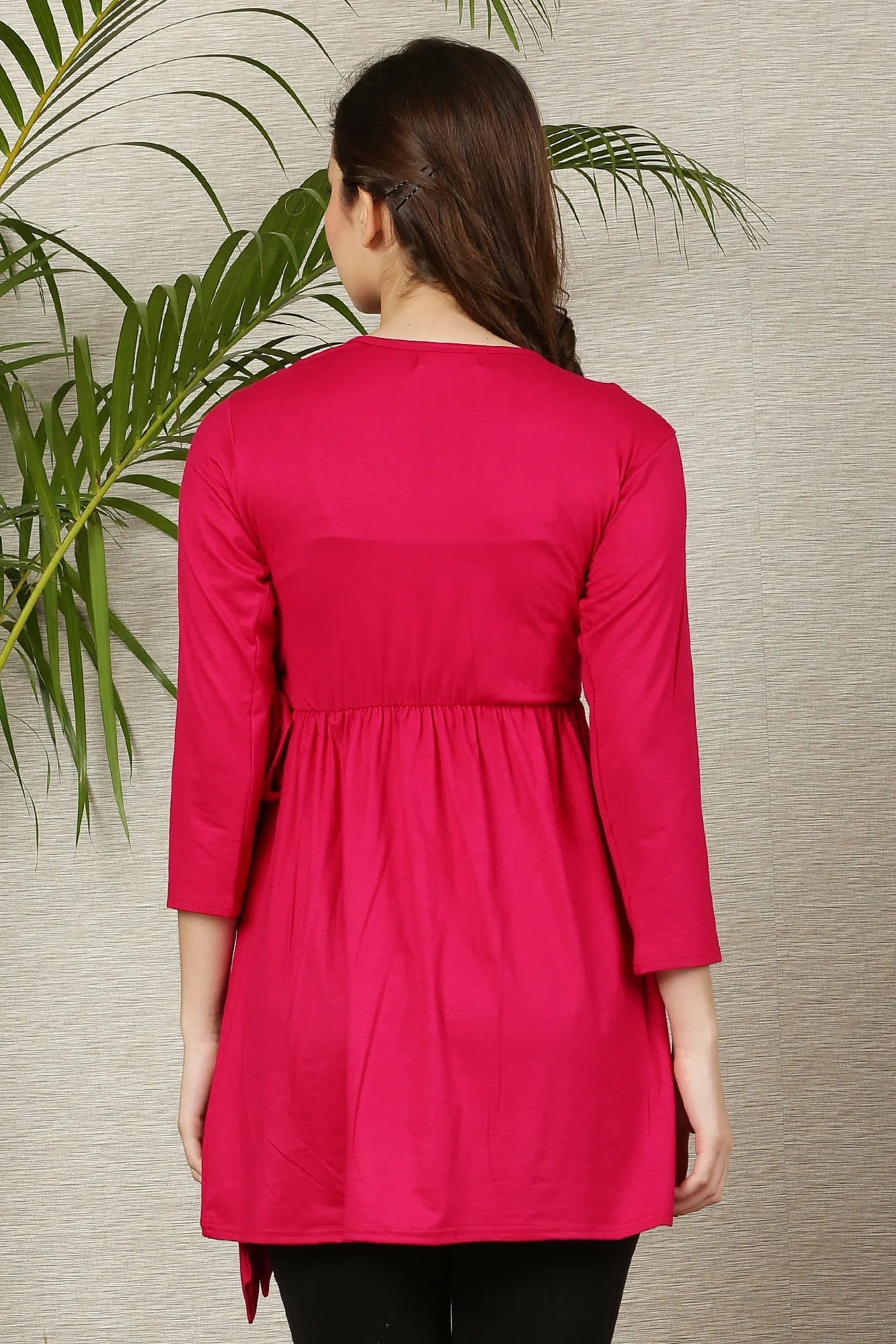 Fuchsia Pink Maternity & Nursing Wrap Top