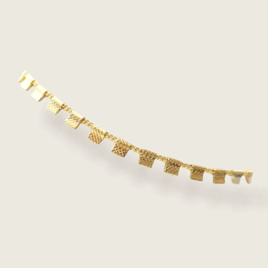 Geometric Square Charm Anklet in 18k Gold