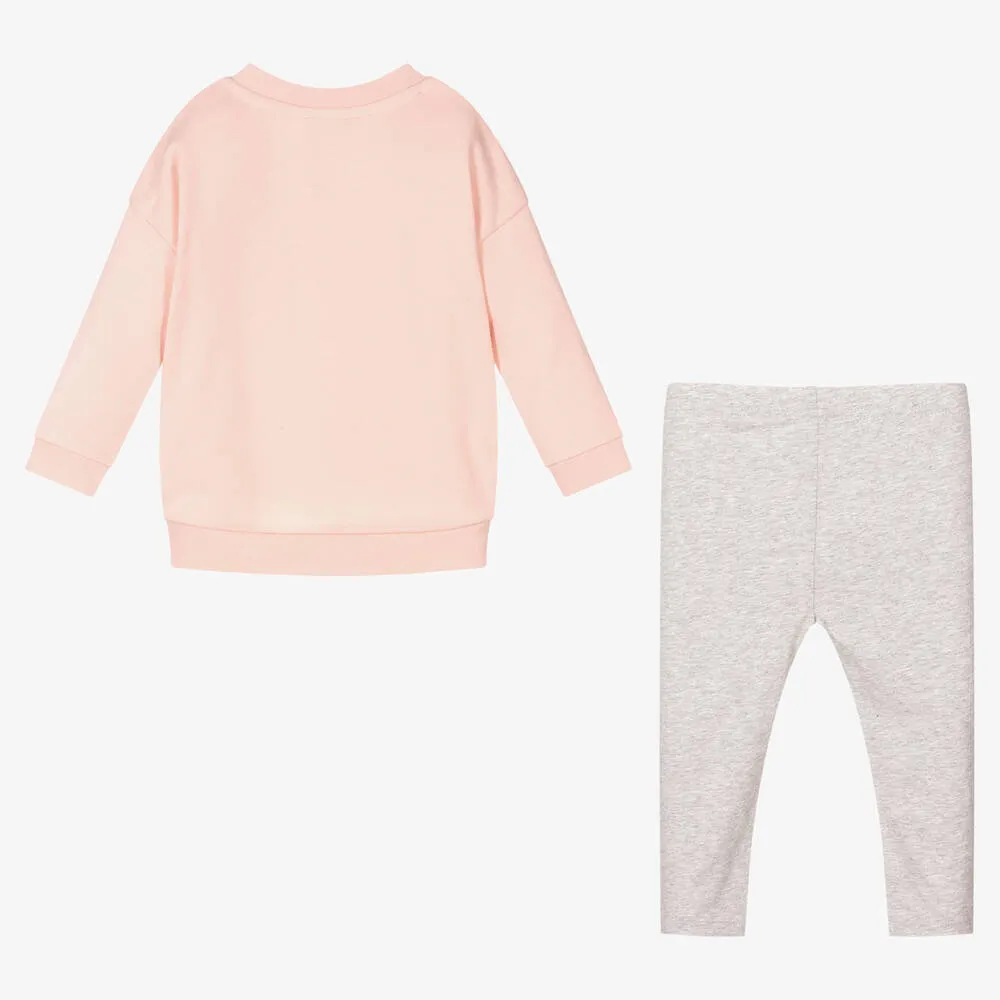 Girls Pink Grey Leggings Set