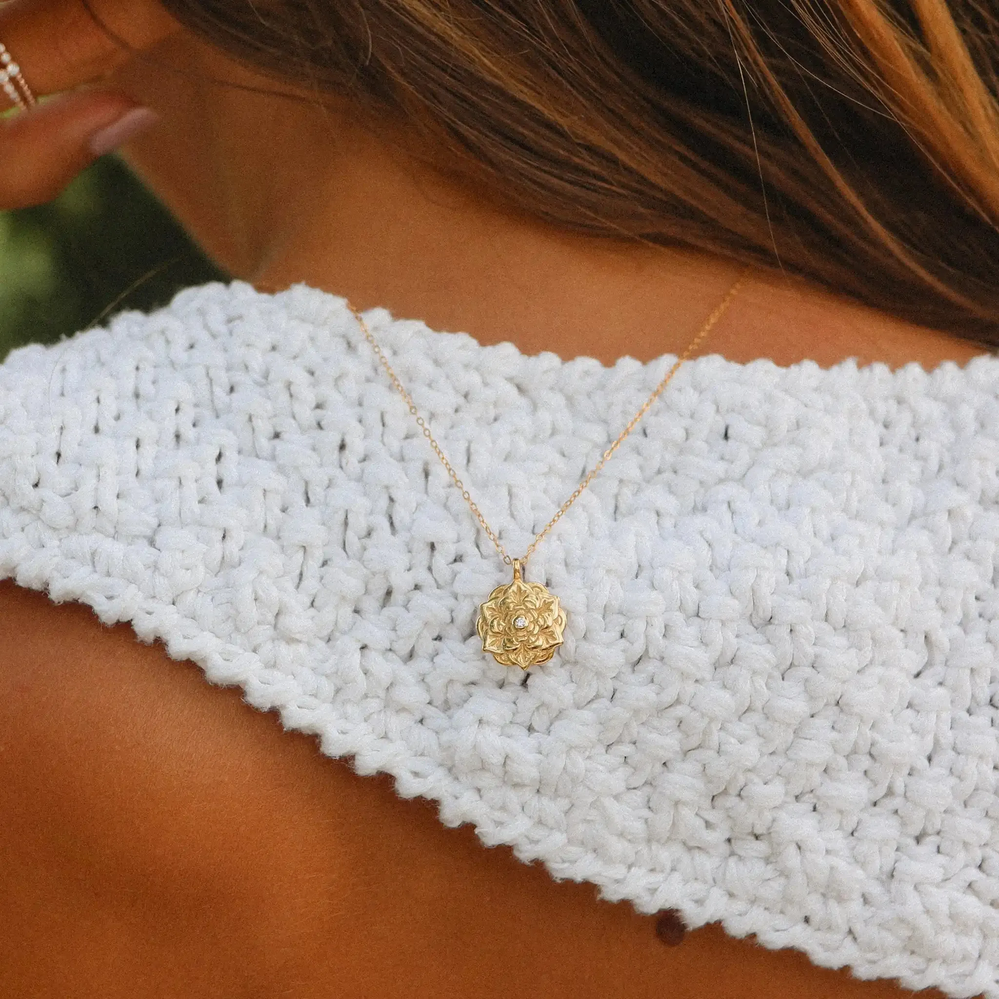 Gold Mandala Flower Necklace