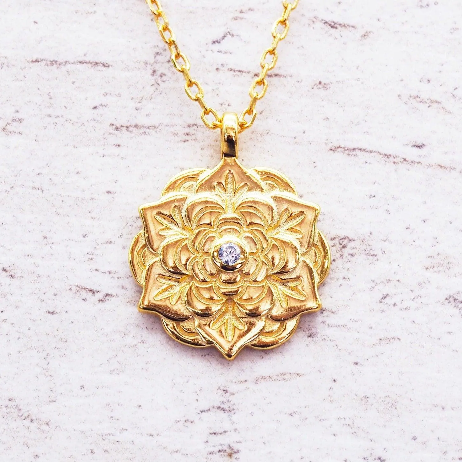 Gold Mandala Flower Necklace