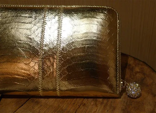 Metallic Gold Snake Print Clutch/Wallet by Kotur