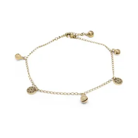 Gold Plated Stainless Steel Disc Jingle Bell Anklet