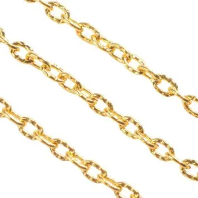 Gold Plated Textured Oval Cable Chain