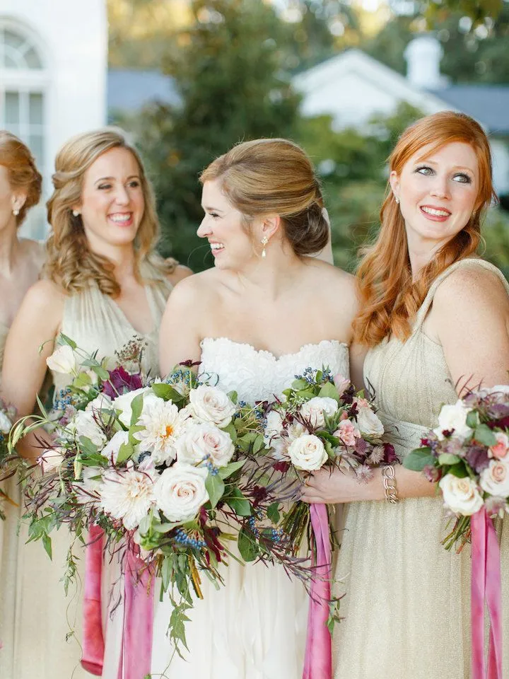 Gold Tulle Sweetheart A-line Bridesmaid Gown