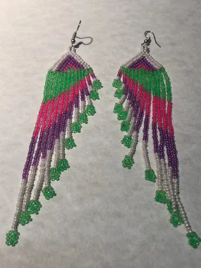 Handcrafted Guatemalan Glass Seed Bead Earrings with Dream Catcher Motif