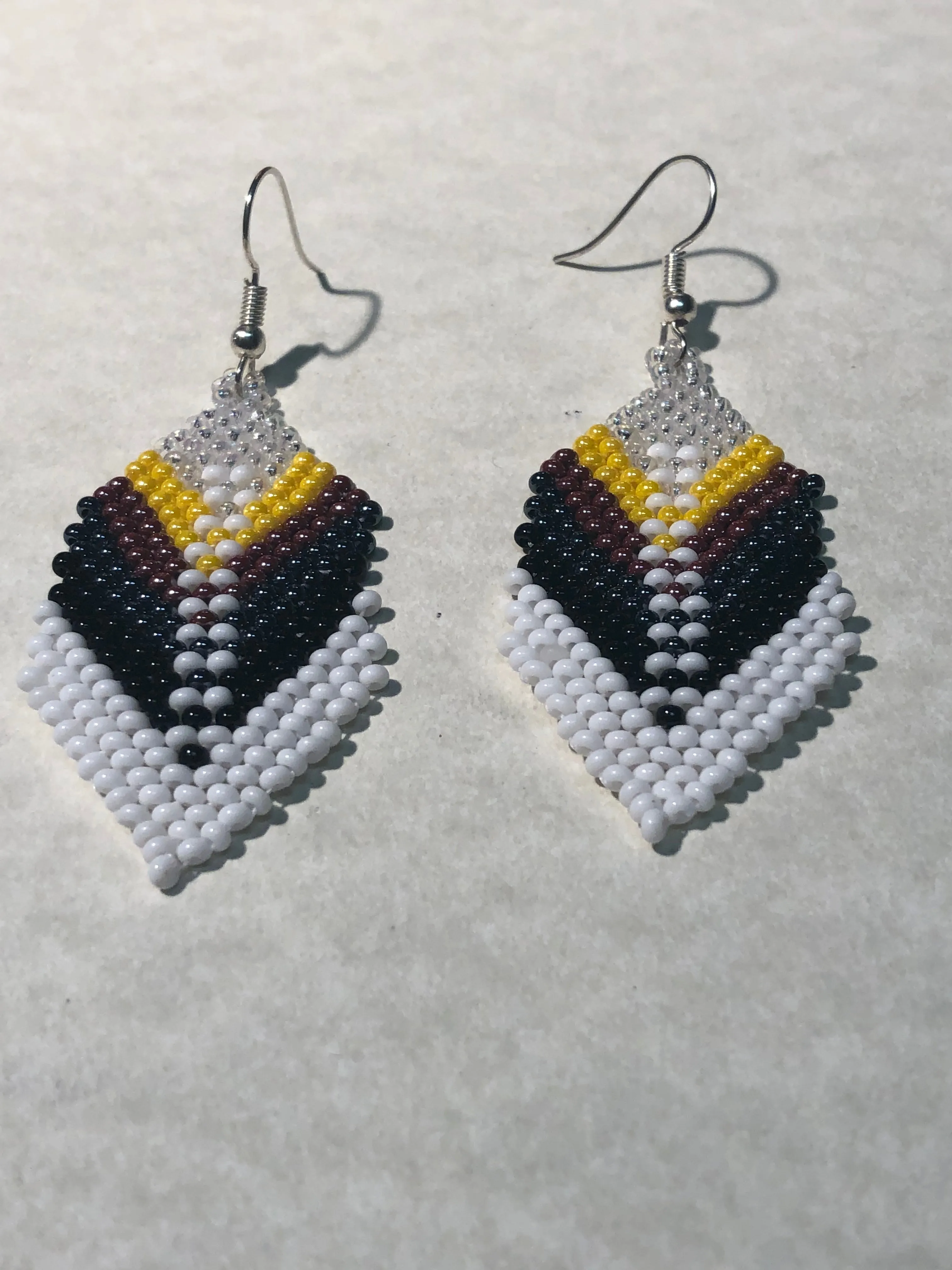 Handcrafted Guatemalan Glass Seed Bead Earrings with Wolf Head Motif