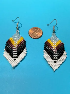 Handcrafted Guatemalan Glass Seed Bead Earrings with Wolf Head Motif