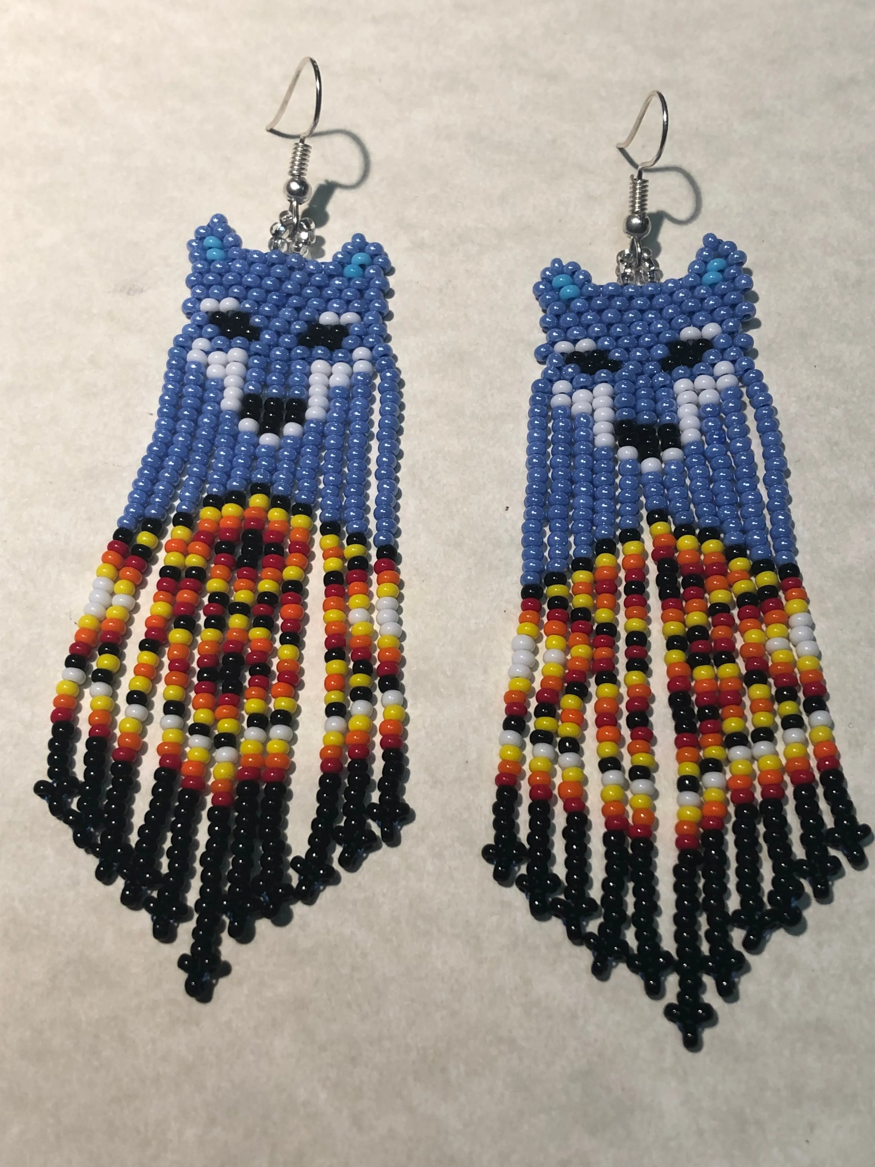 Handcrafted Guatemalan Glass Seed Bead Earrings with Angel Wings Motif