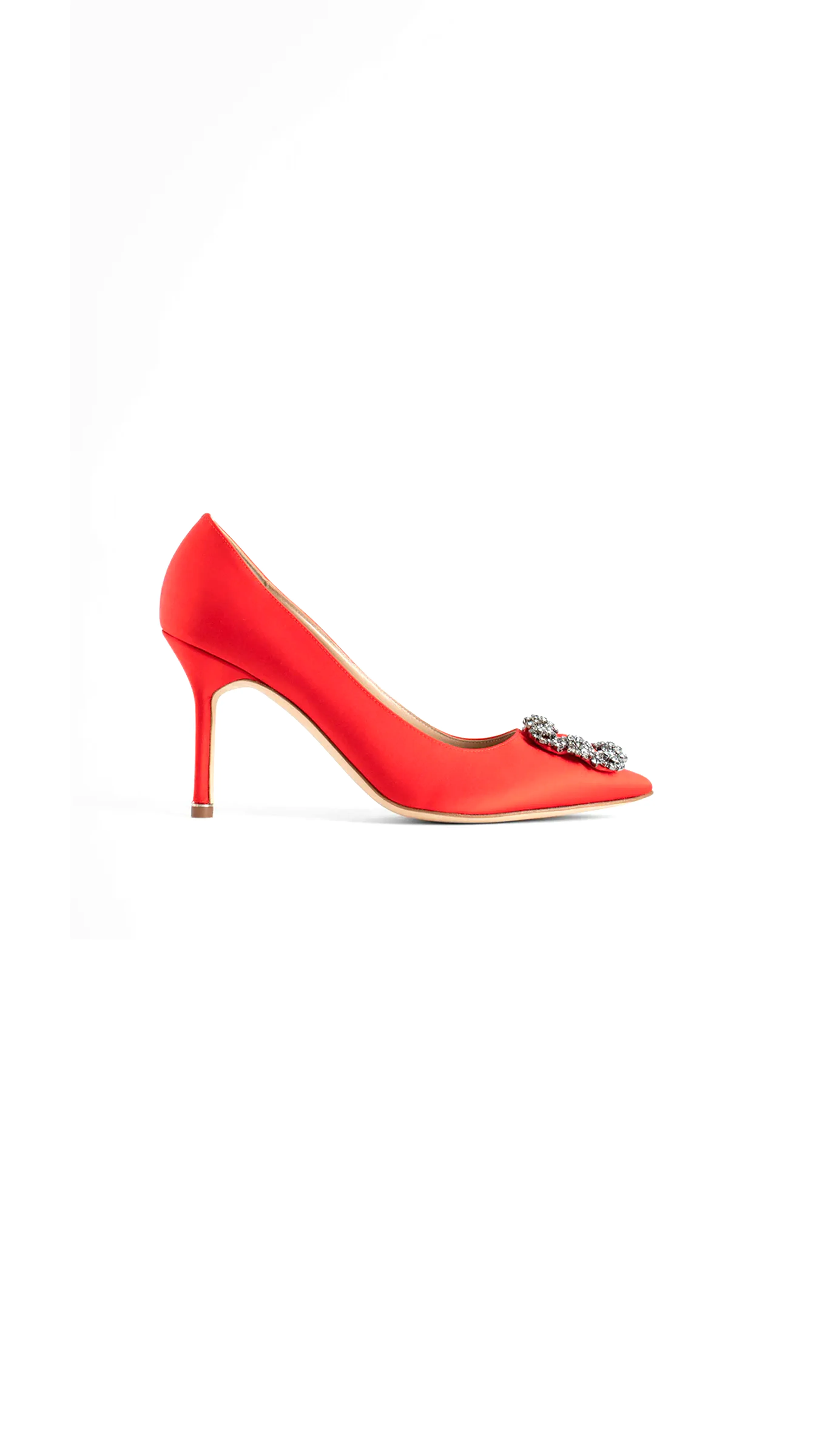 Red Hangisi 90 Satin Jewel Buckle Pumps